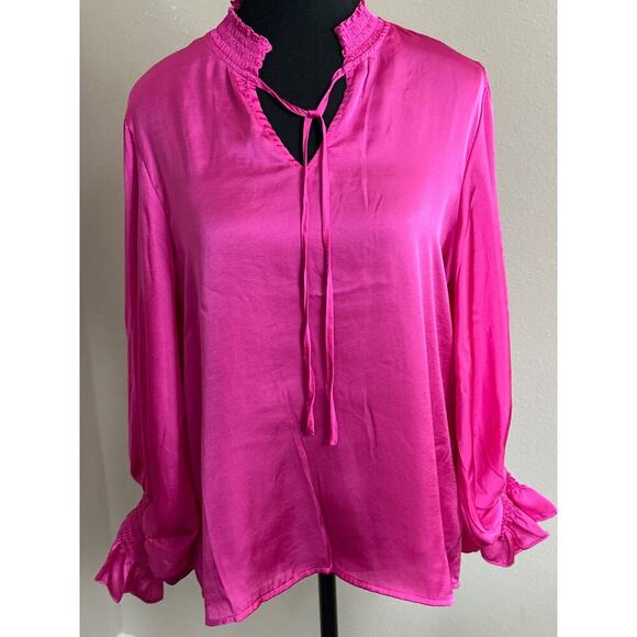 1 State Chic Hot Pink Blouse Size L - Picture 1 of 5